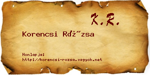 Korencsi Rózsa névjegykártya